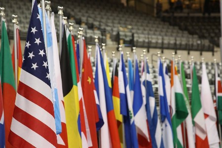 Flags of various countries in McCamish Pavilion